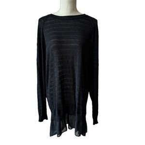 a.n.a Tunic Sweater Womens 2X Black Metallic Shimmer Semi Sheer Minimalist Chic